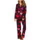 thumbnail image 5 of RKSTN Women's Valentines Pajama Sets Plus Size Notch Collar Button Down Valentine's Day Print T Shirt Top and Pjs Pant 2 Piece Matching Set Casual Lapel Sleepwear Shirt Pjs Loungewear Two Piece Set, 5 of 6
