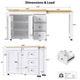 thumbnail image 2 of AENKYO Rolling Farmhouse Kitchen Island Cart with Extendable Dining Table, Cabinets, Drawers & Charging Station, White, 2 of 10