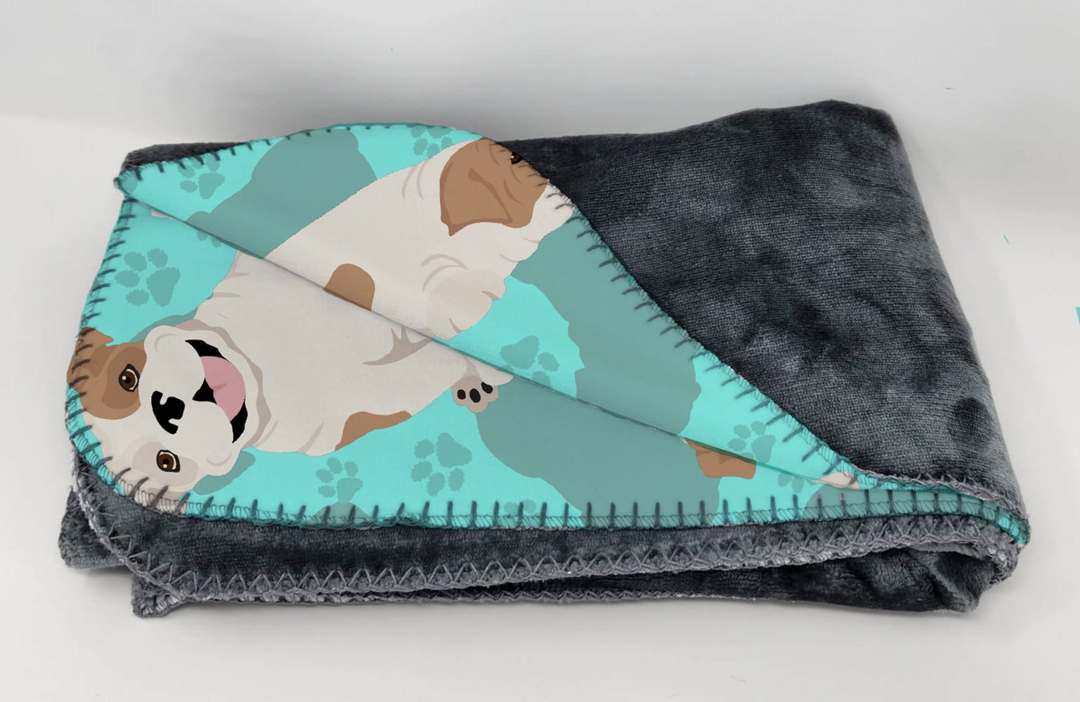 Carolines Treasures MLM1014TBLT 58 x 36 in. Blue Piebald English Bulldog Soft Travel Blanket with Bag