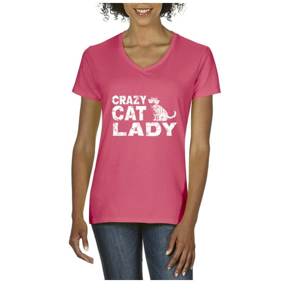 Artix - Women's T-Shirt V-Neck Short Sleeve - Crazy Cat Lady