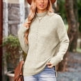 thumbnail image 7 of Lovskoo Sweaters for Women Turtleneck Trendy Casual Solid Knit Loose High Neck Long Sleeve Hollow Out Sweater Beige, 7 of 7