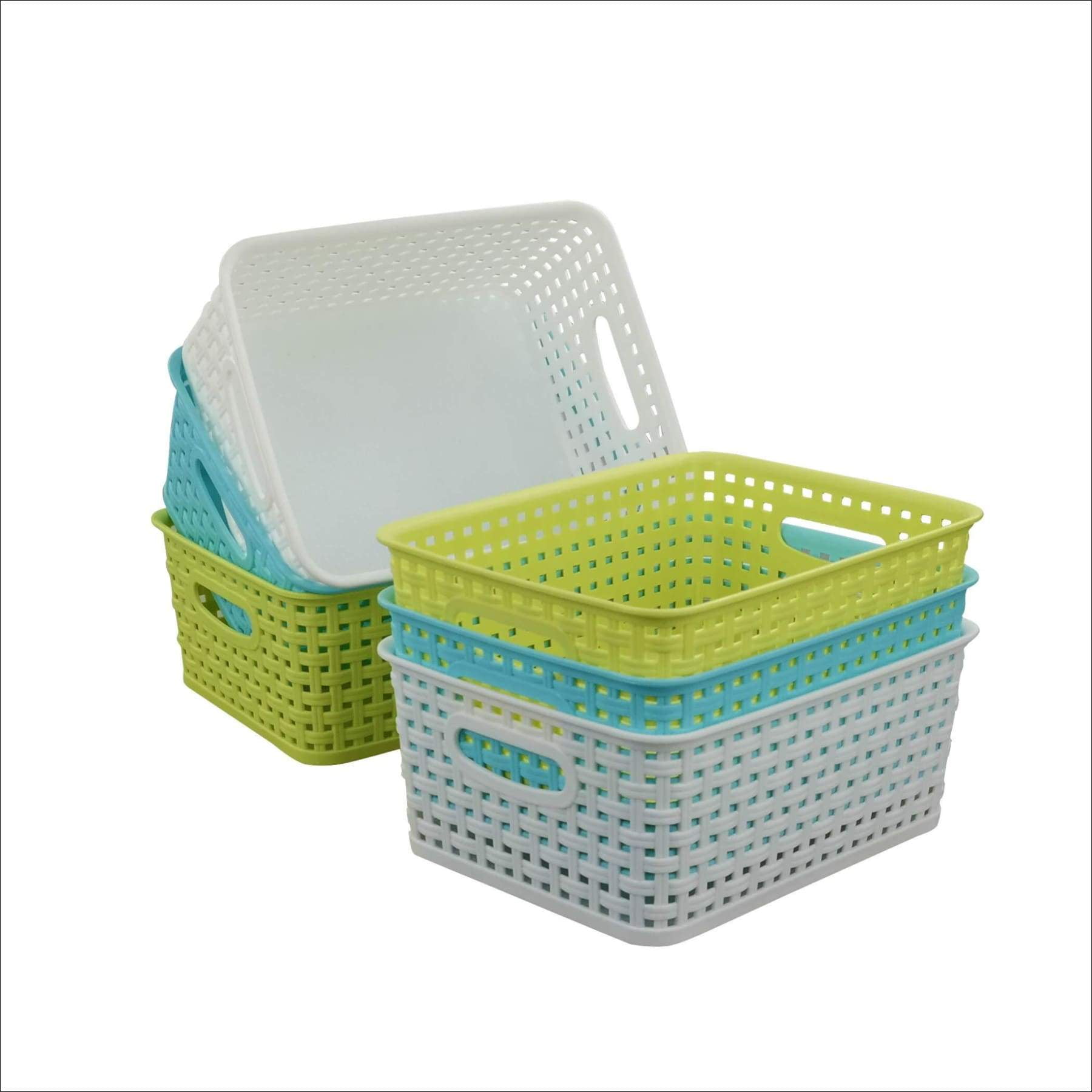 Qsbon Plastic Storage Baskets / Bins Organizer for Bathroom, 6-Pack