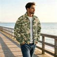 thumbnail image 5 of CCRFTGI Corduroy Jackets for Men Bomber Full Zip Casual Vintage Long Sleeve Lapel Collar Camo Work Fall Fashion Coats for Men Green L, 5 of 8
