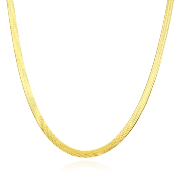 14K Yellow Gold Over Silver 4.5mm Flexible Herringbone Chain Necklace 16"-24"