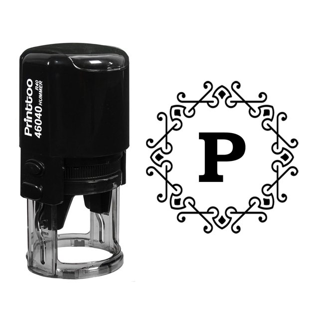 Printtoo Alphabet P Monogram Initial Octagon Celtic Swirl Frame R-40 Office Stationary Self Inking Rubber Stamp-Black
