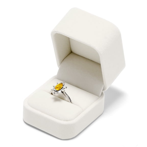 Oirlv 2.44" White Velvet Engagement Ring Box, Ring Box For Proposal, Wedding Jewelry Gift Case