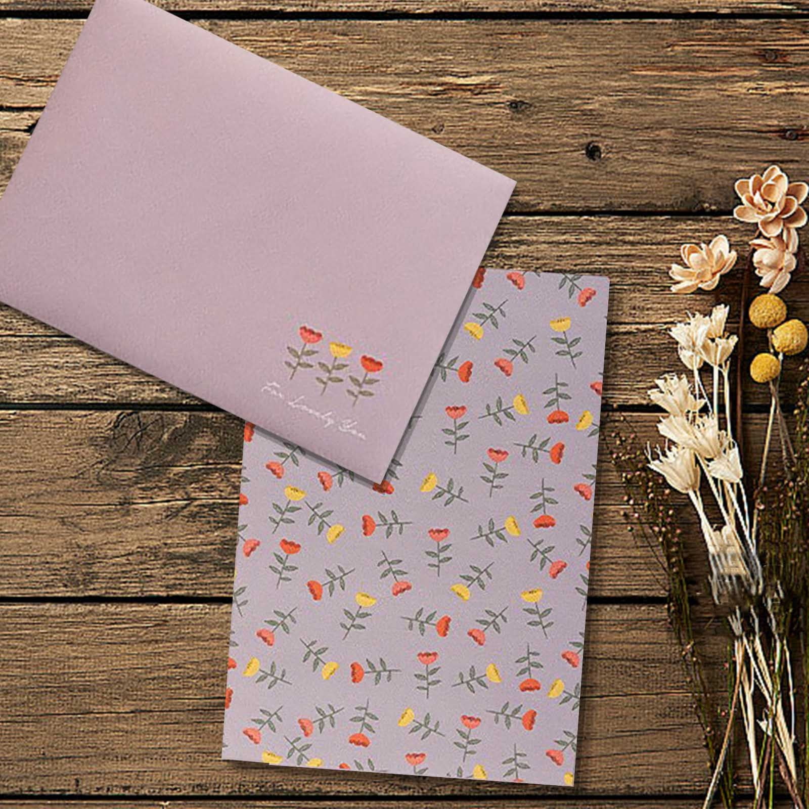 Lksixu Stationary Paper with Envelopes, 40 Sheets Letter Writing Paper with 20 Matching Envelopes and Stickers, 150GSM Heavy Weight Floral Style Stationary Writing Paper Cute Greeting Paper(7"x10")