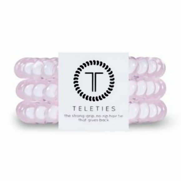 TELETIES - Spirales de Cheveux - Attaches de Queue de Cheval pour Femmes - Attaches de Cheveux pour Cordon de Téléphone - Forte Adhérence, Sans Déchirure, Résistantes à l'Eau, Sans Pli - 3 pack (Petit, Rose Eau Rose)