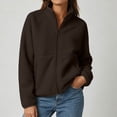 thumbnail image 2 of Womens Fleece Jacket Solid Color Full Zip Stand Collar Warm Winter Coat with Zipper Pockets, 2 of 9