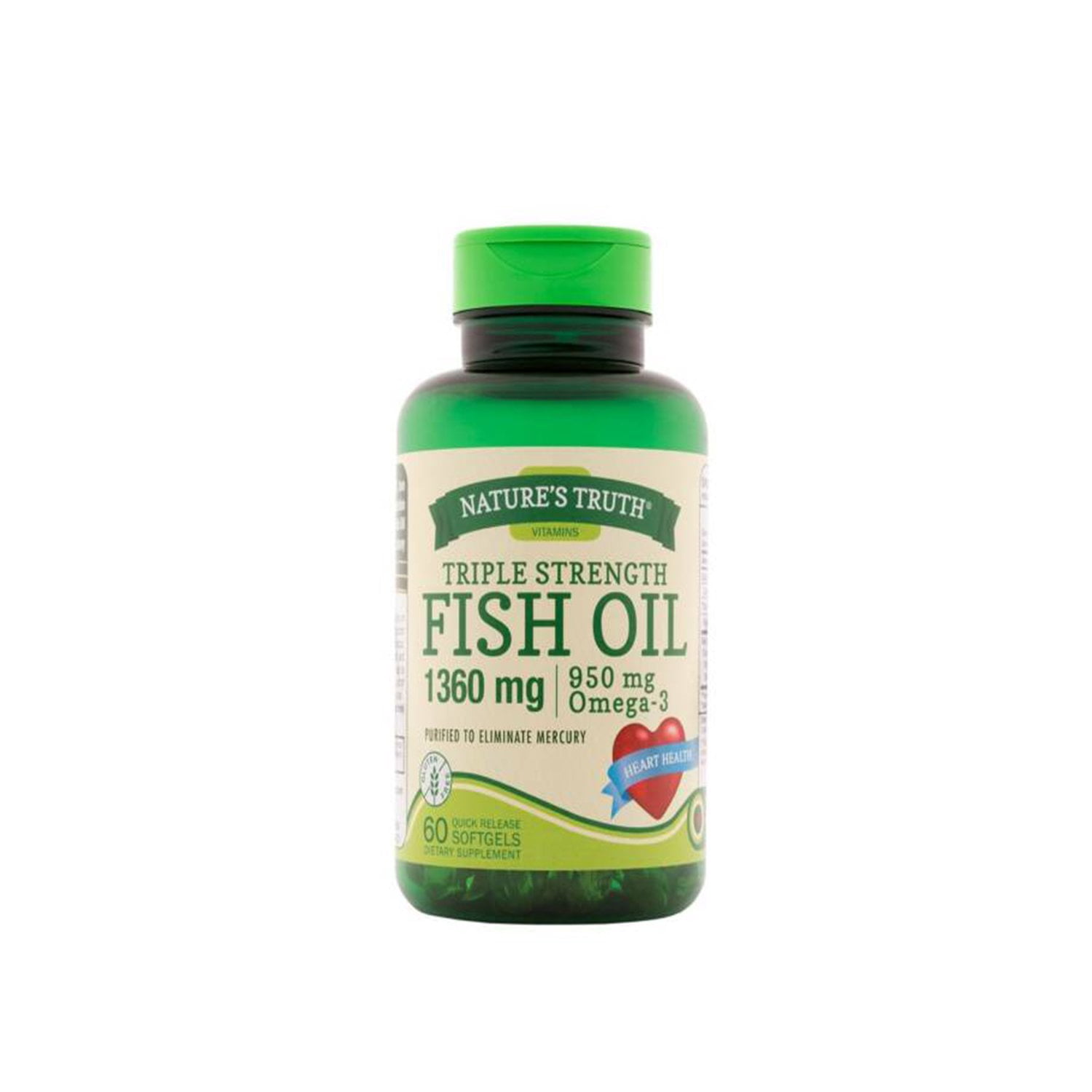 Nature's Truth Fish Oil 1360 mg Dietary Supplement - 60 Softgels, Pack of 4