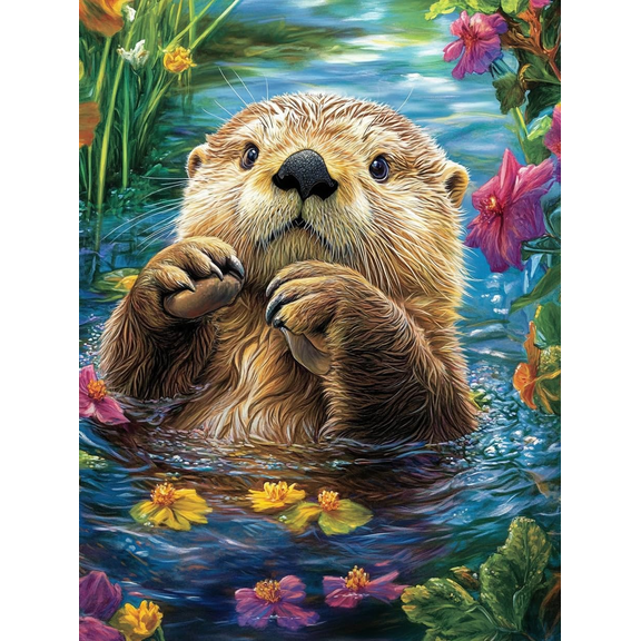 5D Sea Otter Diamond Art 12x16 Inch Full Drill Diamond Painting Kits for Adults & Beginners - DIY Art Crafts for Relaxation and Home Wall Decor 628A