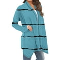 thumbnail image 4 of Plus Size Cardigan Fall New Women's Cardigan Fall Open Front Casual Long Sleeve Sweater Trendy Stripe Lightweight Loose Outerwear Coat Blue M, 4 of 6