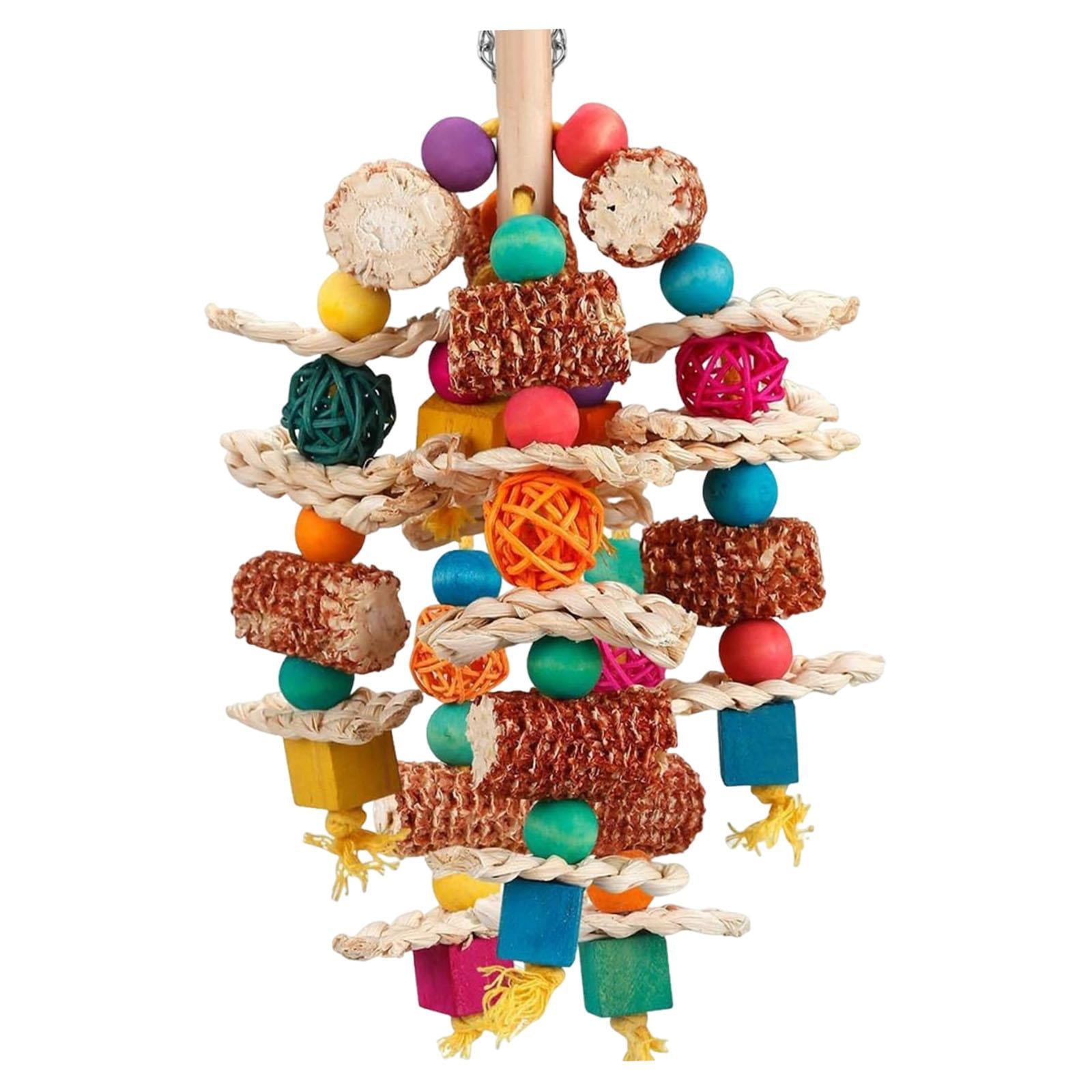 balikha Parrot Chewing Toys Wooden Cage Accessories Beak Grinding Stone Activity Center Bird Chewing Toy Material Suitable for African Greys Macaws