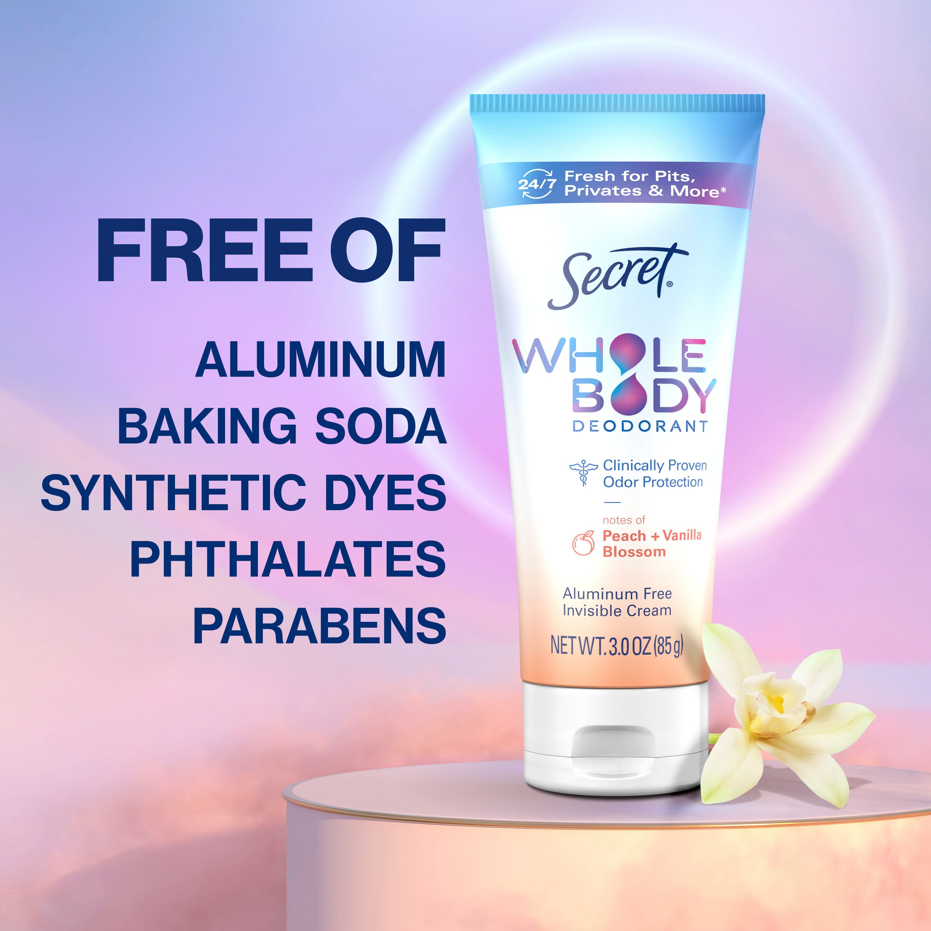 Secret Whole Body Aluminum Free Deodorant Invisible Cream Peach & Vanilla