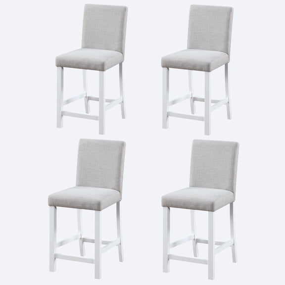 Nmkwnr Pack of 4 Modern Armless Dining Chairs with Wood Frame, Padded Seat Side Chair for Dining Room, Living Room, White Gray