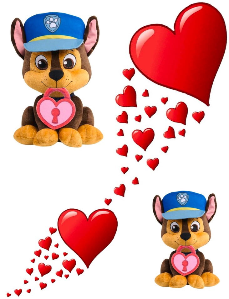 32-inches Paw Patrol™ Chase Jumbo Plush Toy with Embroidered Details & 12-inches Paw Patrol™ Lots of Love Chase Large Plush Stuffed Animal Toys Bundle of  2 Characters
