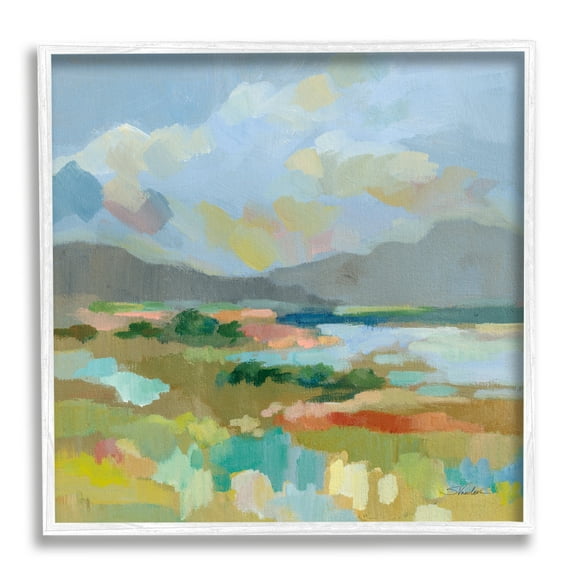 Stupell Industries Abstract Meadow Landscape Nature Painting White Framed Art Print Wall Art, 12 x 12