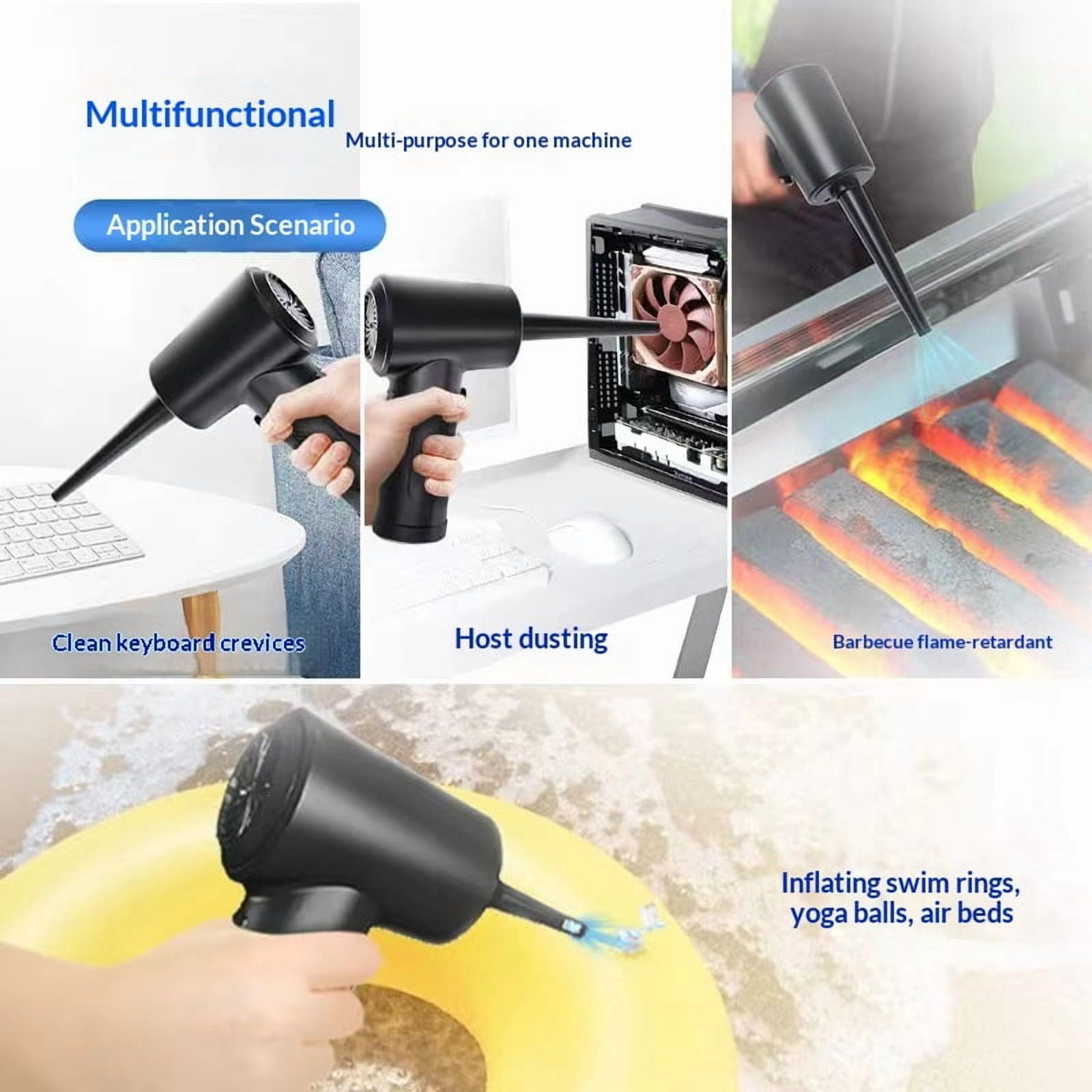 Compressed Air Duster, Electric Air Blow Portable Keyboard Cleaner with LED Light, Rechargeable Dust Off Cordless Air Duster for Computer, Car, Electric Devices