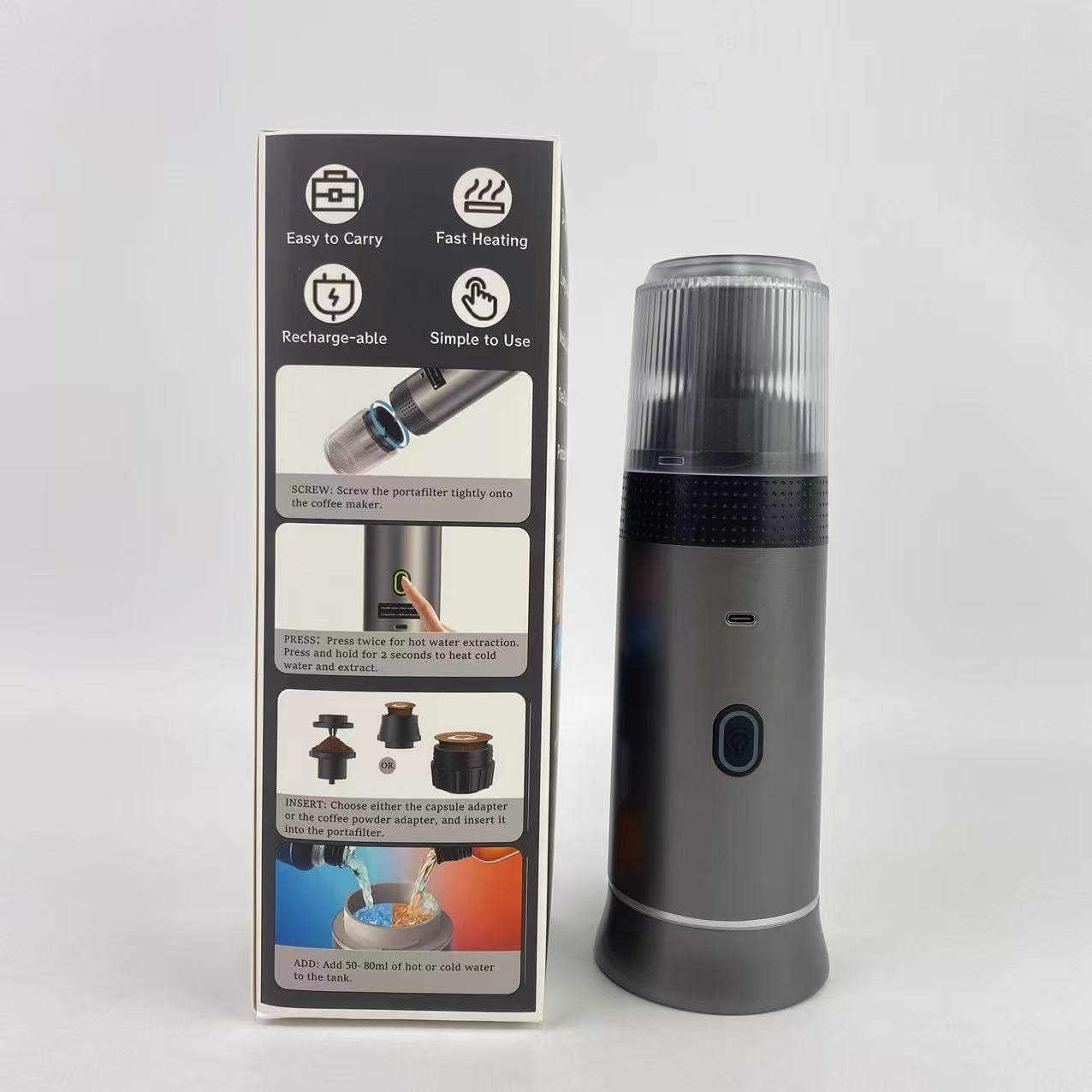 VERSHY Electric coffee makers, Portable Coffee Maker Espresso Machine, Travel Espresso Maker, Cafetera Portatil Expreso with Small Tea Cup, Compatible with Ground Coffee & NS Capsule