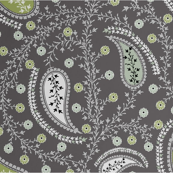 S4Sassy Peel & Stick Vinyl Wallpaper, Paisley Floral Wall Paper Contact Paper Waterproof - Gray, 25"x120", Removable Asian Style Covering for Home Decor in Bedrooms & Living Areas