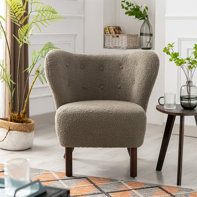 Contemporary Designed Upholstered Accent Chair With Curved
