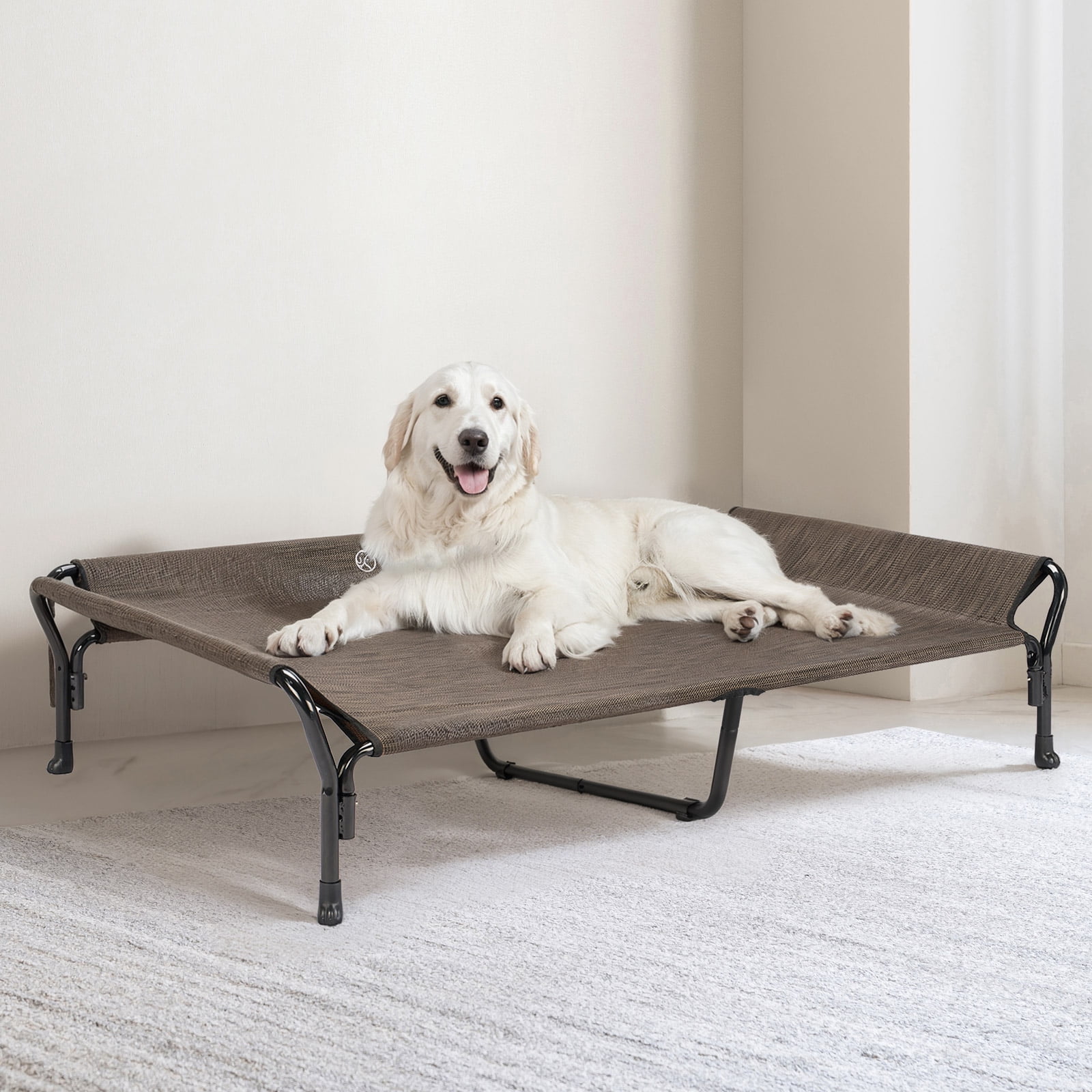Veehoo Cooling Elevated Dog Bed with Guardrail & Slope Headrest, Teslin Mesh, X Large, Brown
