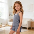 thumbnail image 6 of WAVSUF Girls Cami Tank Tops Crew Neck Sleeveless Ruffle Hem Kids Summer Casual Daily Underwear Gray Size 2, 6 of 9