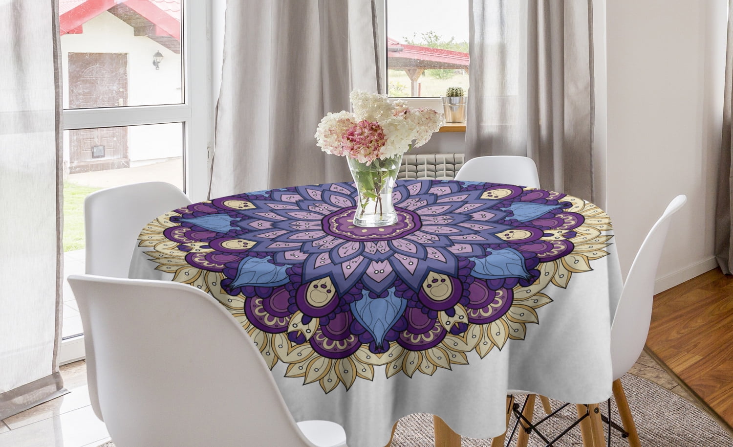 Multicolor Washable Fabric Placemats for Dining Room Kitchen Table Decor Ambesonne Rainbow Mandala Place Mats Set of 4 Composition with Blooming Flower Design Mystical Oriental Petals