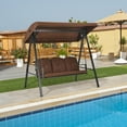 thumbnail image 2 of Topbuy 3-Person Patio Swing Seat Outdoor Porch Swing All Weather Hammock w/Adjustable Canopy & Cushions Brown, 2 of 5