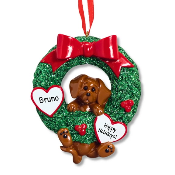 Personalized Dachshund Wreath Christmas Ornament Pet Dog Decoration-Ornaments by Elves