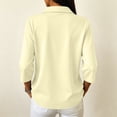 thumbnail image 4 of Polo Shirts for Women 3/4 Sleeve Dressy Button Front Collared Loose Fit Golf Daily Shirts Beige S, 4 of 9