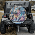 thumbnail image 2 of Lotusprinthandmade Peeking Hippo Pattern Spare Tire Cover Without Backup Camera Hole 6 Sizes (33 in.), peeking hippo car tire cover, peeking hippo tire wrap, 2 of 7