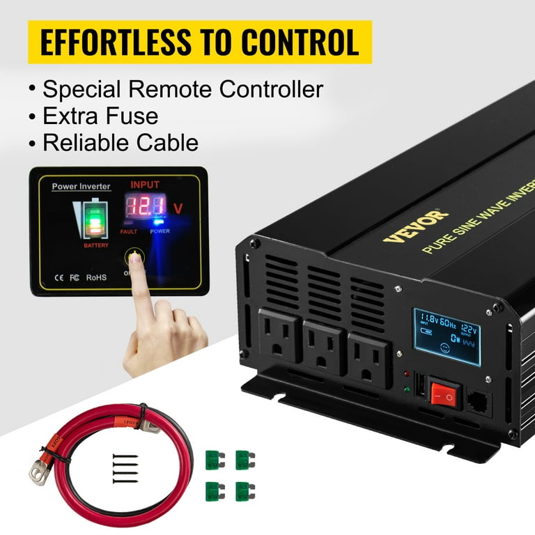 1500W Power Inverter 12VDC or 24VDC or to 120VAC Pure Sine Wave Invert