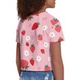 thumbnail image 5 of Uourmeti Kids Cat Short Sleeve Top for Girls 10-12 Cute Short Crop Tops Strawberry Casual Loose Crewneck Pullover Lightweight Soft Sports T-Shirt, 5 of 6