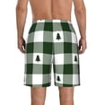 thumbnail image 3 of Naloa Green White Lumberjack Plaid Men's Beach Shorts, Surfing shorts, Swim trunks, Quick Dry Swim Trunks for Surfing Beach Fun - Large, 3 of 9
