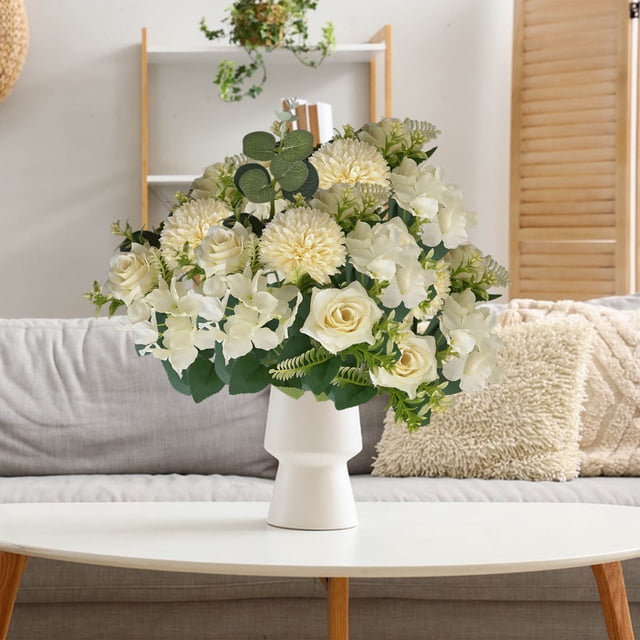 Ramo de flores artificiales - Decoración de boda portátil de 12,5" Flores de pared • Decoración del hogar de estilo real • Centro de mesa para fiestas