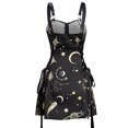 thumbnail image 4 of Celestial Sun and Moon Print Lace Up Mini Dress Summer Gothic Women's Square Neck Tank Top-Black9801-XXL, 4 of 7