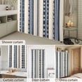 thumbnail image 4 of Bathroom Shower Curtain Abstract Geometric Stripe Dot Waterproof Shower Curtains with Hooks, Dark Blue Lines on Beige Bath Curtains Bathtub Curtain Home Decor 60x72in, 4 of 9