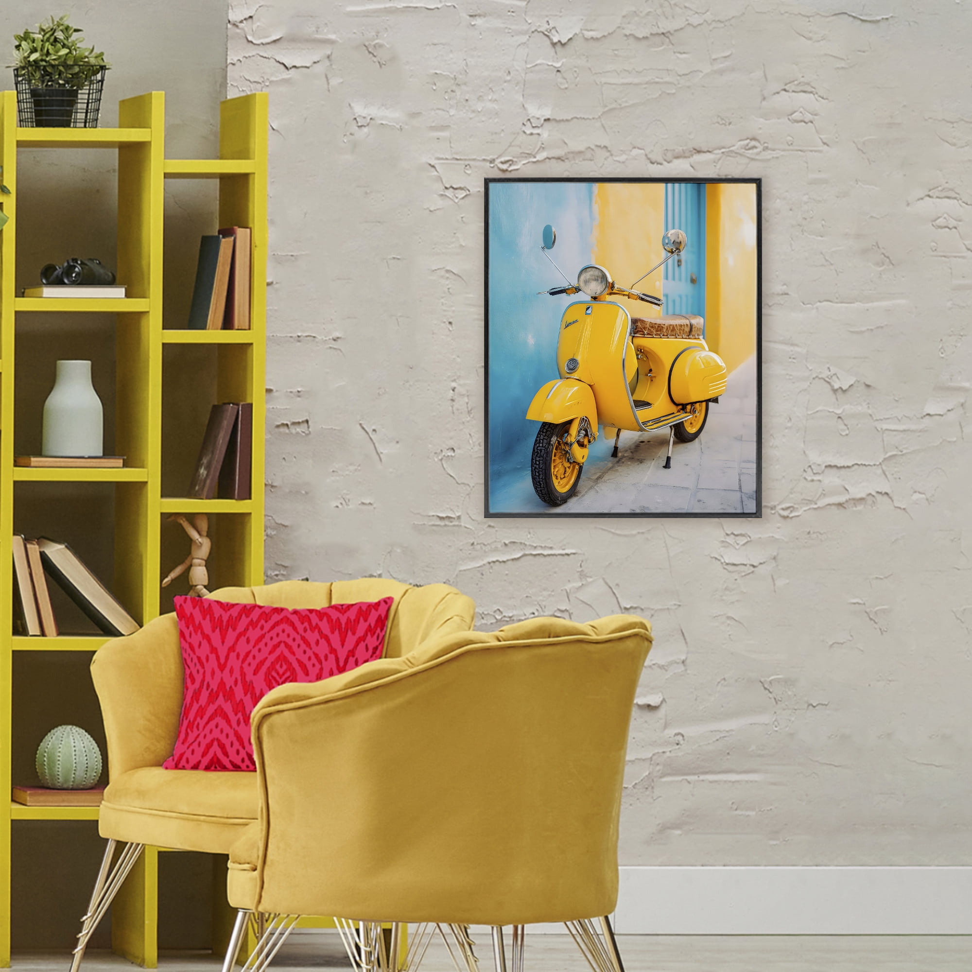 Stupell Industries Sunny Ride Vintage Moped Black Framed Giclee Art, design by Franklyn Gregory