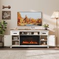 thumbnail image 4 of Sonegra 70" Fireplace TV Stand, Entertainment Center for TVs Up to 80”, TV Console with Storage Cabinets, Media Console for Living Room, White TV Stand and Black Fireplace, 4 of 9