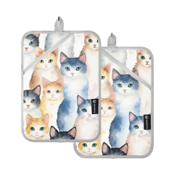 ALAZA Cats Pot Holders Set of 2 Heat Resistant Kitchen Oven Mitts