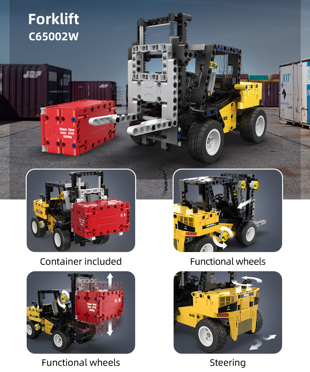 CaDA Forklift Truck Building Set - 388 Pcs Construction Vehicle Model Kit
