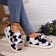thumbnail image 2 of Pantuflas felpa Bsvklp para mujer cálidas para interiores vaca blanco 42-43, 2 of 9
