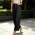thumbnail image 5 of FEIIBMOYRIA Women's Dress Pants Smooth Drape Elegant High Waist Wrap Front Tie Wide Leg Pants Loose Elegant Daily Office Business Casual Culottes, 5 of 6