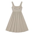 thumbnail image 7 of Tqcoqu Womens Summer Dresses with Built in Bra,2026 Square Neck Beach Dress with Pockets,Casual Flare Sun Dresses,Khaki Women's S-XXXL, 7 of 7