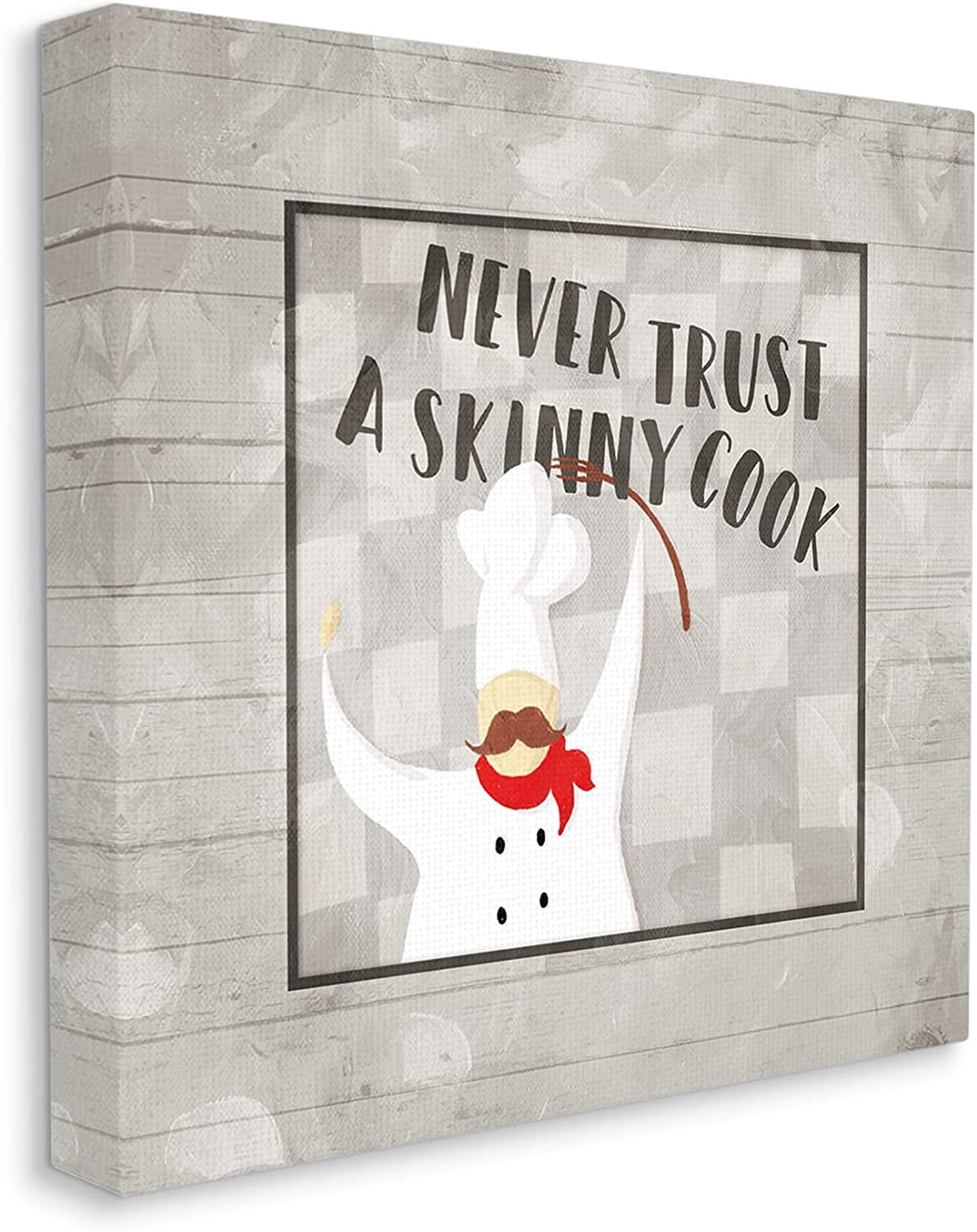 Stupell Indtries Never Trt Skinny Cook Phrase French Mtache Chef,24 x 24,Design by Milli Villa