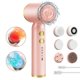 thumbnail image 1 of 6-in-1 Electric Facial Cleansing Brush, Hot/Cold Massage Exfoliator Deep Pore Cleaner, Waterproof Silicone Face Scrubber, 1 of 5