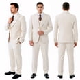 thumbnail image 2 of Beauty-Emily Men’s 3-Piece Slim Fit Suit Set – Notch Lapel Blazer, Vest & Pants in Premium Fabric for Wedding, Prom & Business, Lightweight Beige, Khaki & Olive, 2 of 12