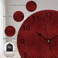 thumbnail image 5 of Wall Clock Red Leather Clocks PVC Silent Non-Ticking Battery Operated Decorative Animal Fur Textures Round Clock for Home Living Room Kitchen Bedroom Office School Wall Decor 10 Inch, 5 of 9