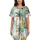 thumbnail image 1 of Fotbe Watercolor Palm Tree Conjunto de Pijama Estampado para Mujer, 2 Piezas, Ropa de Dormir con Camiseta de Manga Corta y Shorts Suaves-XX-Large, 1 of 6